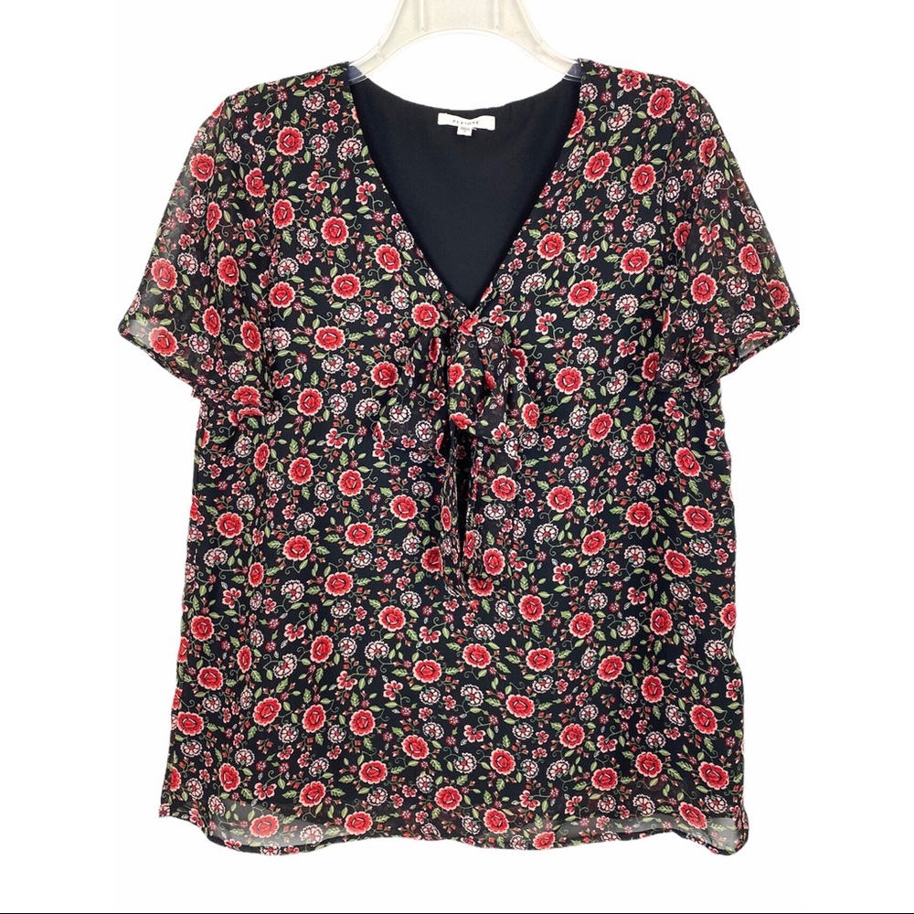Pleione Tie Front Flutter Sleeve Blouse